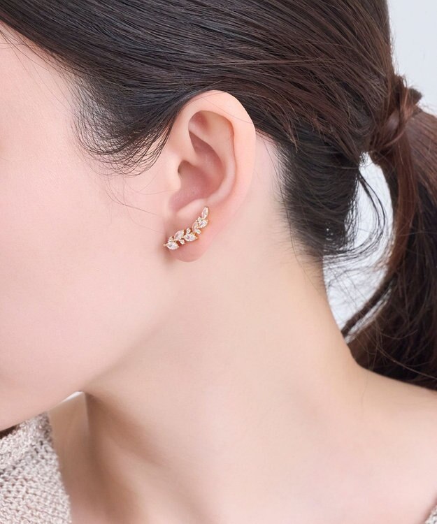 Phoebe リーフグレースビジューピアス&イヤリング　ゴールド ゴールド