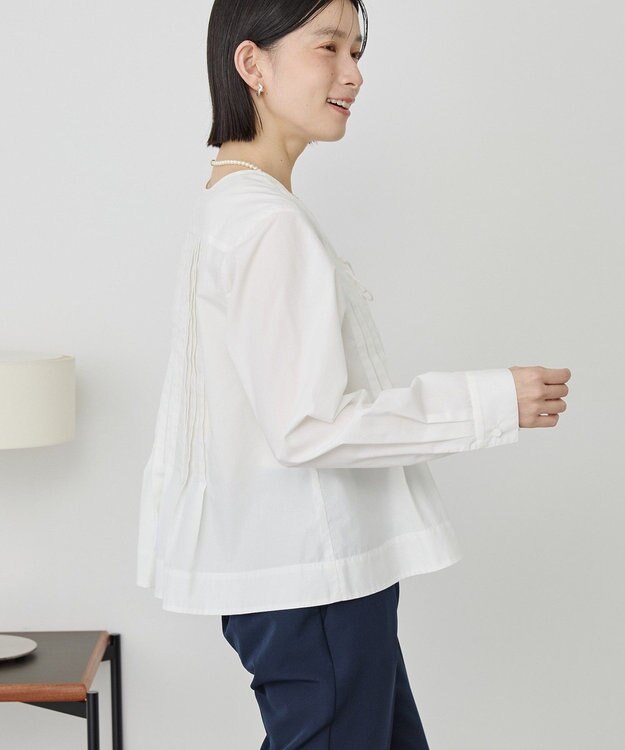 AMERICAN HOLIC 【イージーケア】ピンタックブラウス Off White