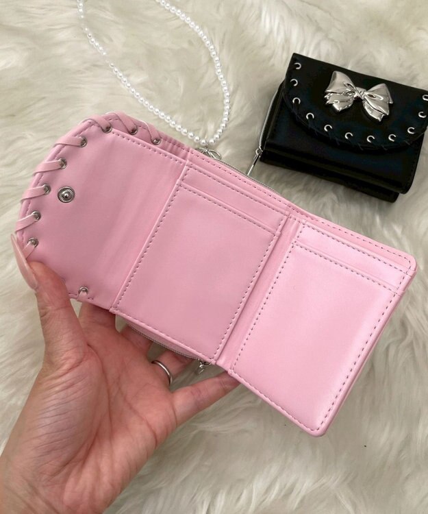 WEGO メタルリボンハトメウォレット ライトピンク