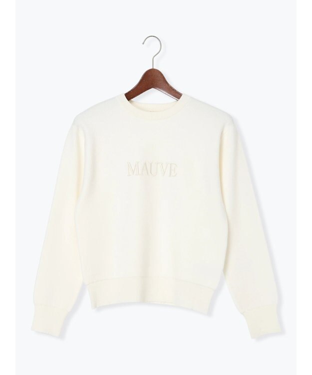 Te chichi パール&ウレタン刺繍ロゴニット オフホワイト