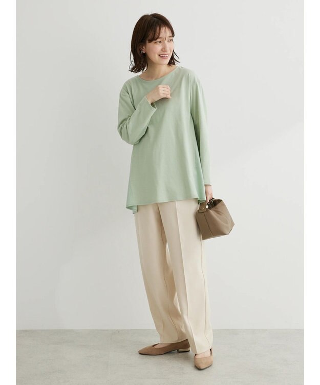 Green Parks バックギャザー布帛切替プルオーバー Green