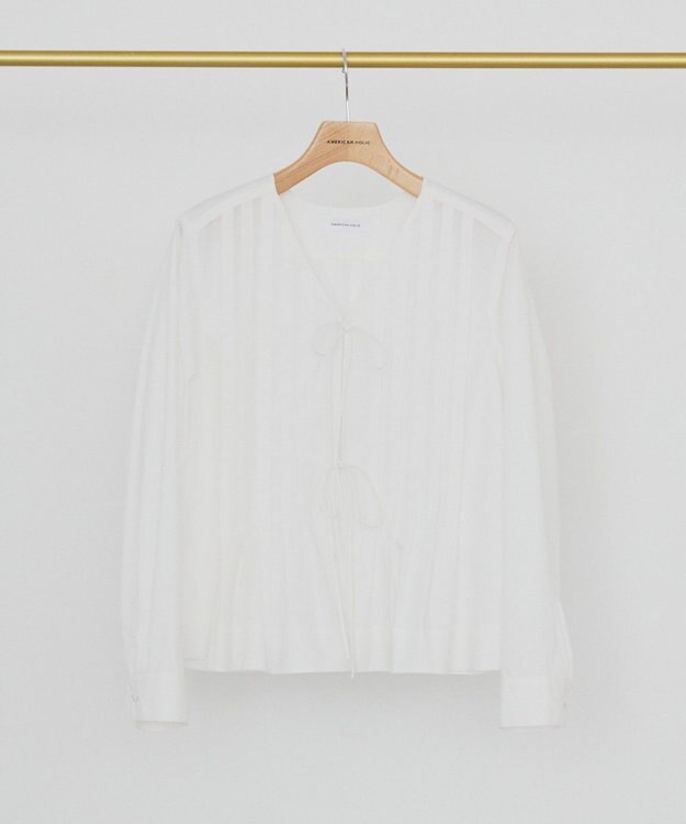 AMERICAN HOLIC 【イージーケア】ピンタックブラウス Off White