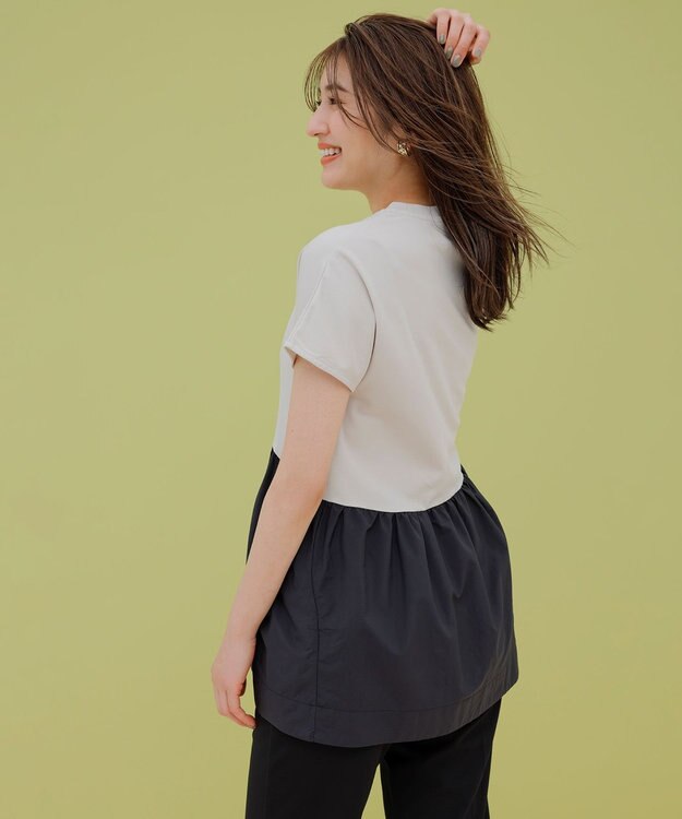 UNFILO L 【GLOW 6月号掲載/接触冷感/ストレッチ】BEAUTY FORM タフタコンビTシャツ ベージュ