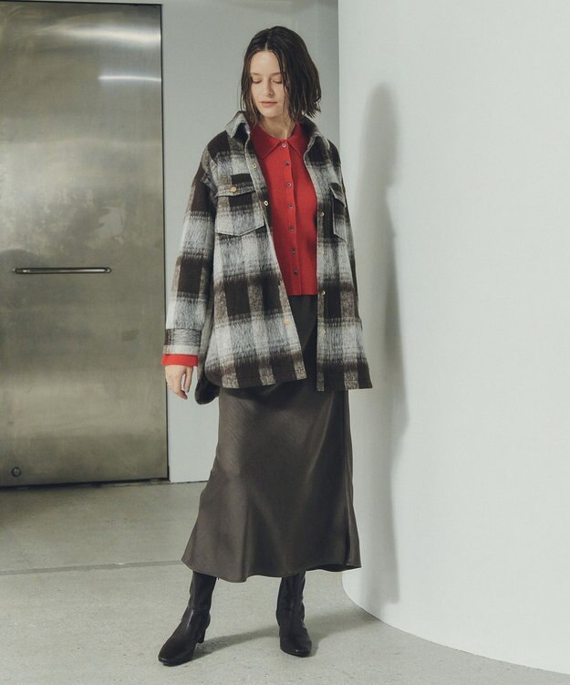 YECCA VECCA サテンフレアスカート Brown