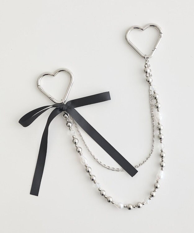 earth music&ecology リボンパールバッグチャーム シルバー