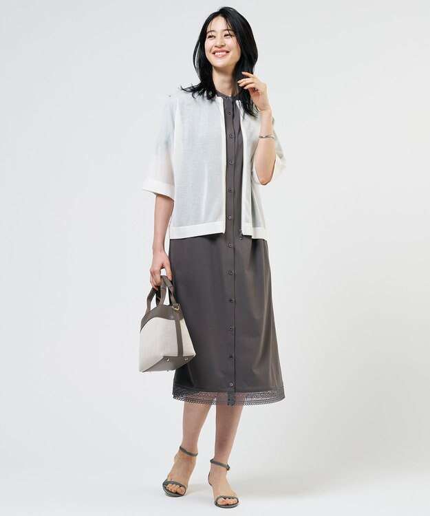 J.PRESS LADIES L 【WEB限定】プレーティングジャージー ワンピース スレート系