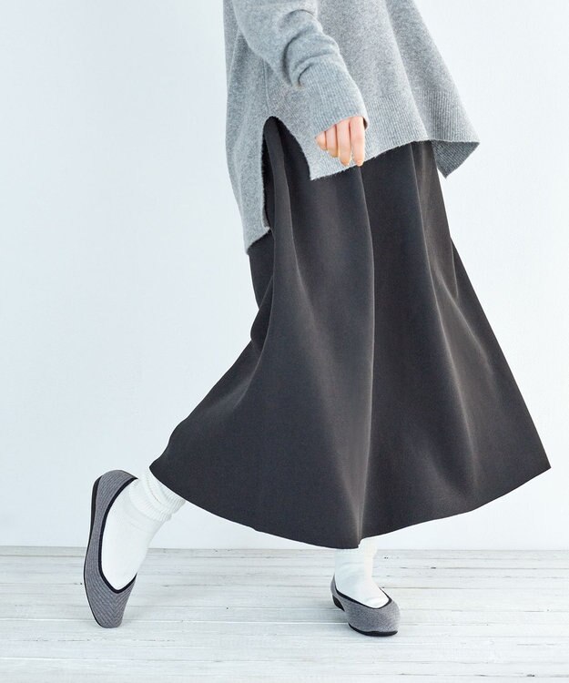 steppi ウール混 スクエア パンプス グレー