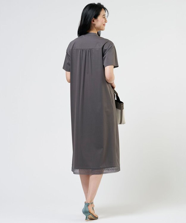 J.PRESS LADIES L 【WEB限定】プレーティングジャージー ワンピース スレート系
