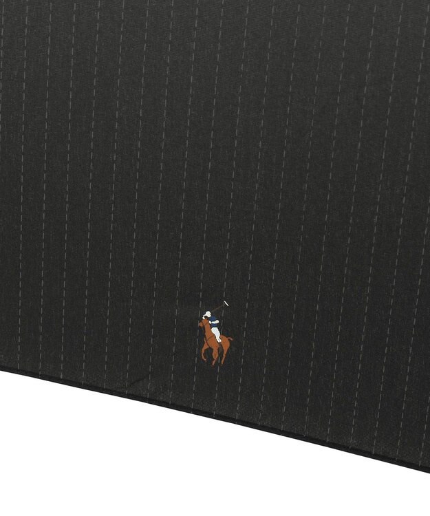 MOONBAT POLO RALPH LAUREN 折りたたみ傘 メンズ ストライプ ワンポイント刺繍 大きめ60cm ブラック