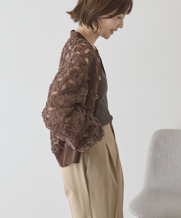 AMERICAN HOLIC アートレースカーディガン Brown