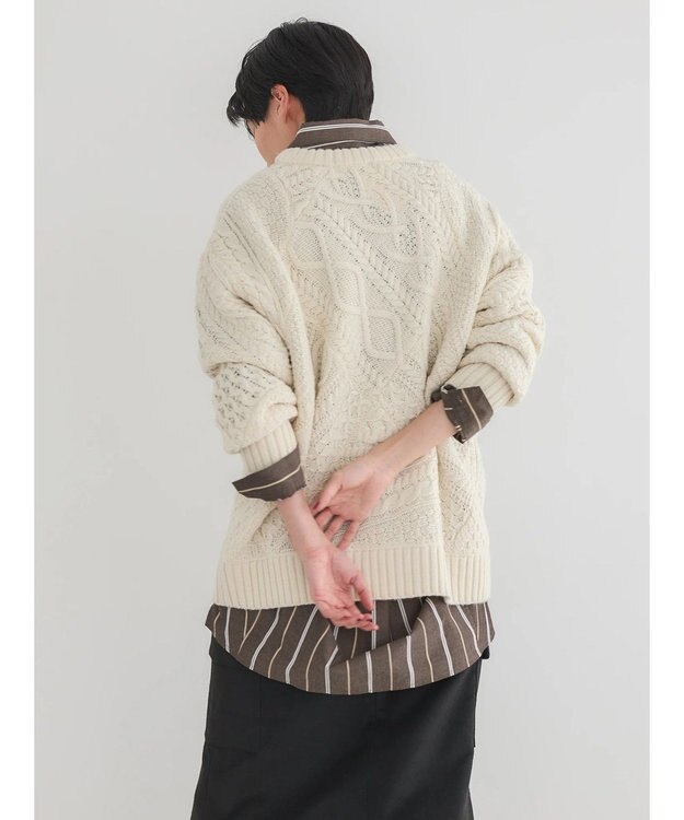 AMERICAN HOLIC パッチワークケーブルニットチュニック Ivory