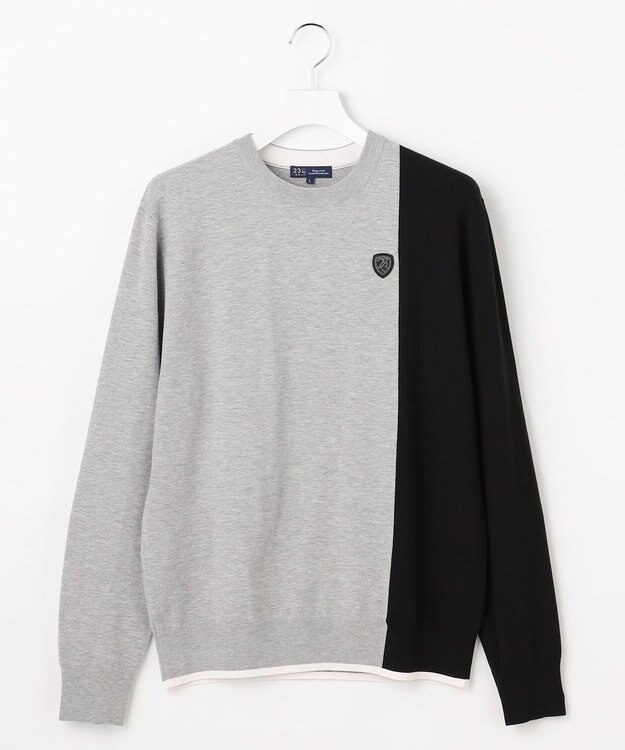 23区GOLF 【MEN】カラーブロックニット ライトグレー系