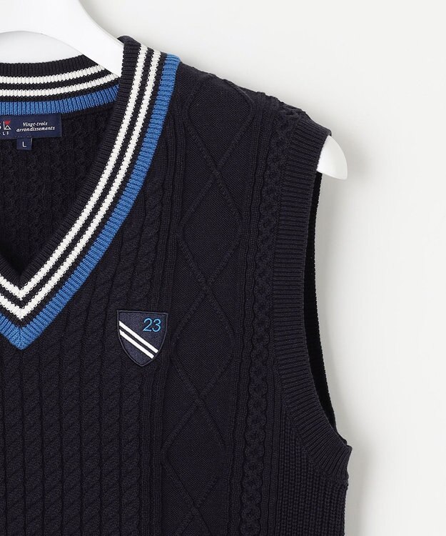 23区GOLF 【MEN】【キングサイズ】コットンブレンド ニットベスト ネイビー系