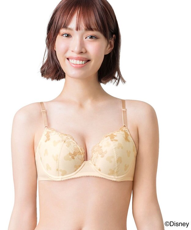Wing ブラジャー 【ディズニー】 自然なまるみシルエット ソフトなつけごこち 【ナチュラルアップブラ】 ミッキーマウス KB2063 ウイング／ワコール ベージュ