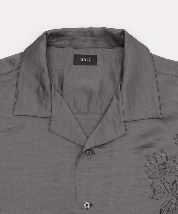 WEGO サテン刺繍シャツ（SS） ダークグレー