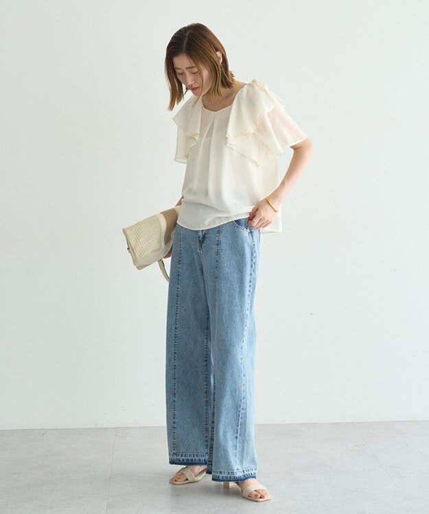 YECCA VECCA リボンスリーブブラウス Off White