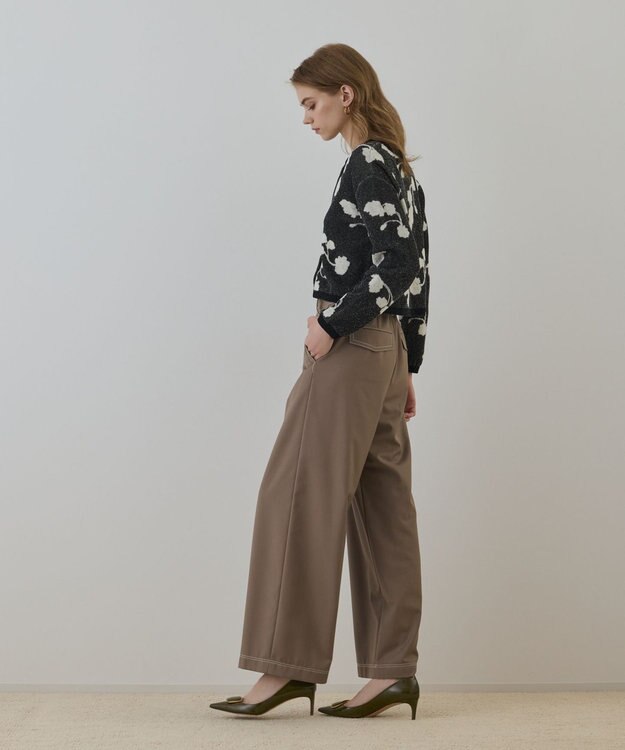 GRACE CONTINENTAL フクレジャガードニットカーディガン ブラック