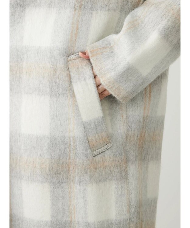 Green Parks コクーンシルエットチェックシャギーコート Gray