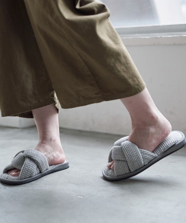 LOOM&SPOOL ワッフルスリッパ グレー