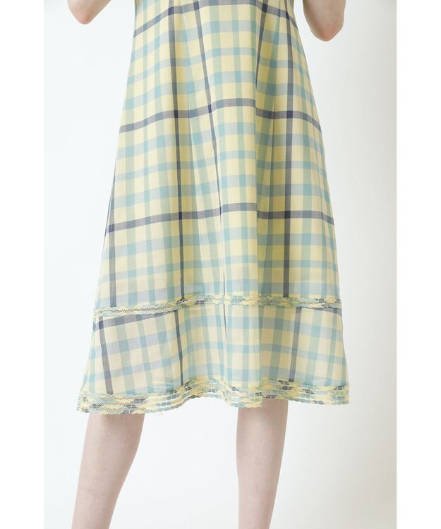 DAKS ウールボイルチェックワンピース イエロービッグチェック