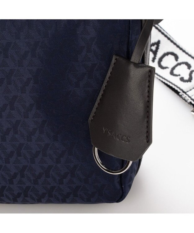 Y'SACCS モノグラム×リサイクルレザー スクエアショルダー ネイビー