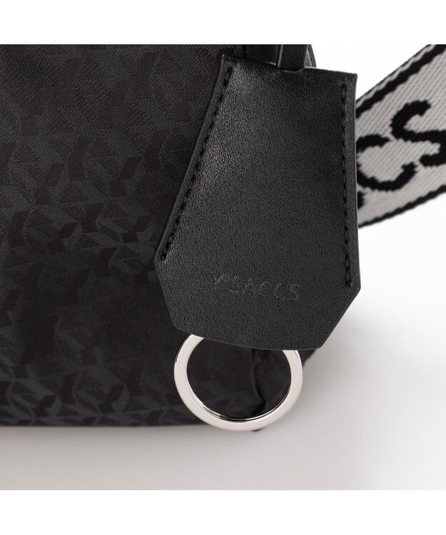 Y'SACCS モノグラム×リサイクルレザー スクエアショルダー ブラック