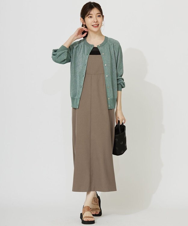 ANY SIS 【洗える】シアーコンビスクエアネック タンクトップ ブラック