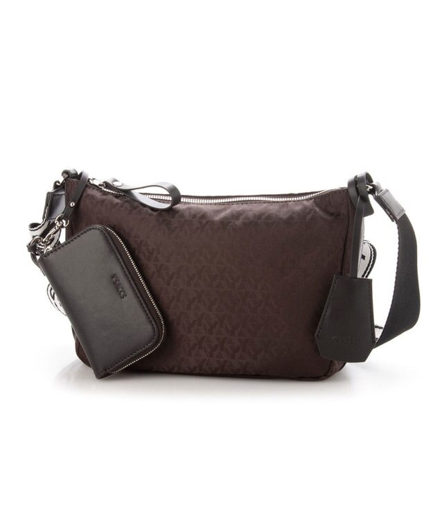 Y'SACCS モノグラム×リサイクルレザー スクエアショルダー チョコ