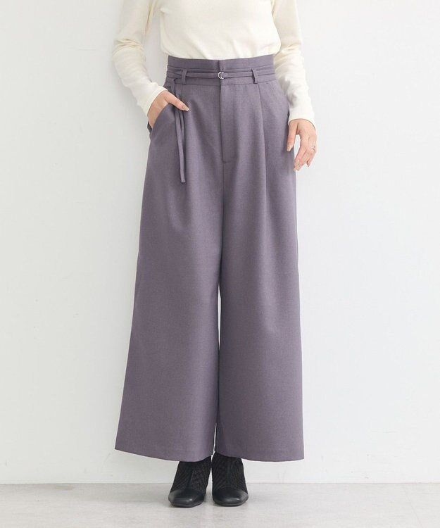 earth music&ecology ベルト付きワイドパンツ Gray