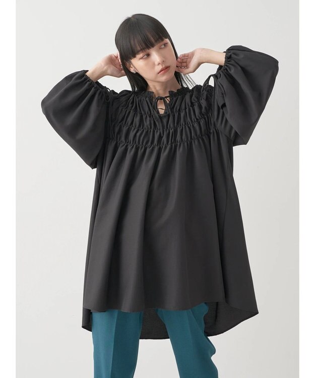 earth music&ecology シャーリングチュニック Black