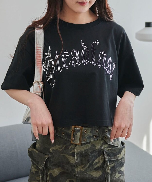 WEGO ラインストーンショートT ブラック