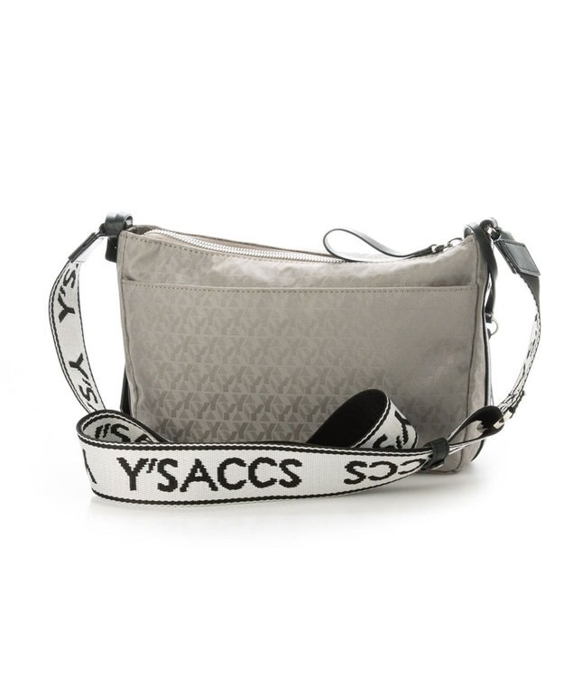 Y'SACCS モノグラム×リサイクルレザー スクエアショルダー グレージュ