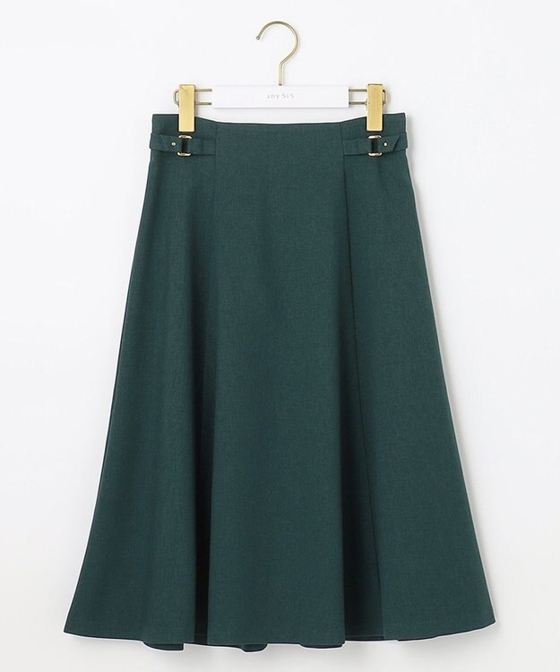 ANY SIS 【洗える】サイドバックルライト スカート ダークグリーン