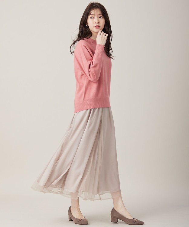 ANY SIS S 【CICA加工】ケーブルリブ ニット サーモンピンク