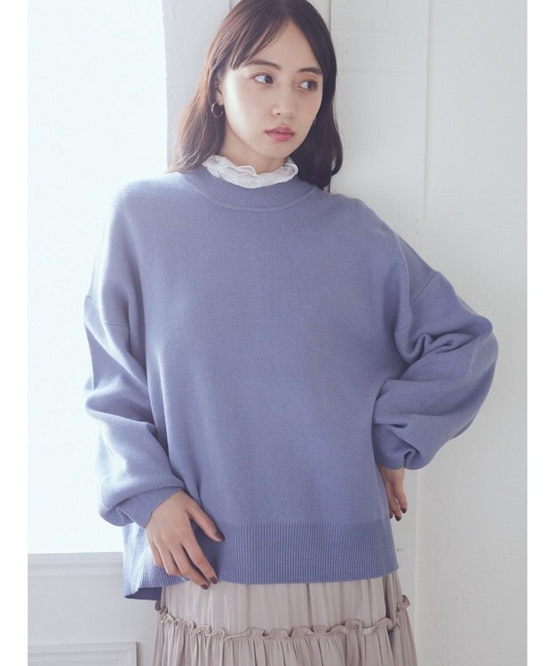 earth music&ecology アンチピリングバックスリットプルオーバー Blue