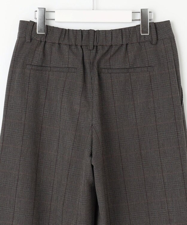 J.PRESS LADIES 【洗える】T/Rアルガンシルク チェック ワイド パンツ ブラウン系3