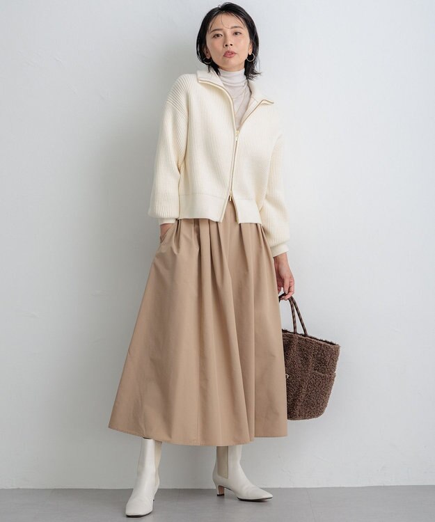 23区 S 【撥水加工/洗える】ハイマルチタフタ タックスカート ベージュ系