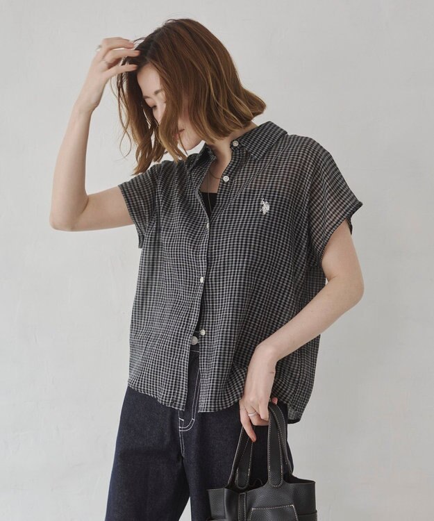 WEGO U.S. POLO ASSN.別注 フレンチスリーブシャツ ブラック