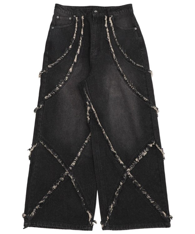 WEGO 【ユニセックス着用ITEM】フリンジデニムパンツ 柄2