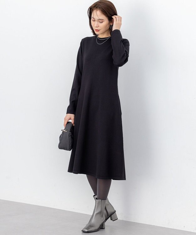 組曲 L シックフレアニットワンピース ブラック系