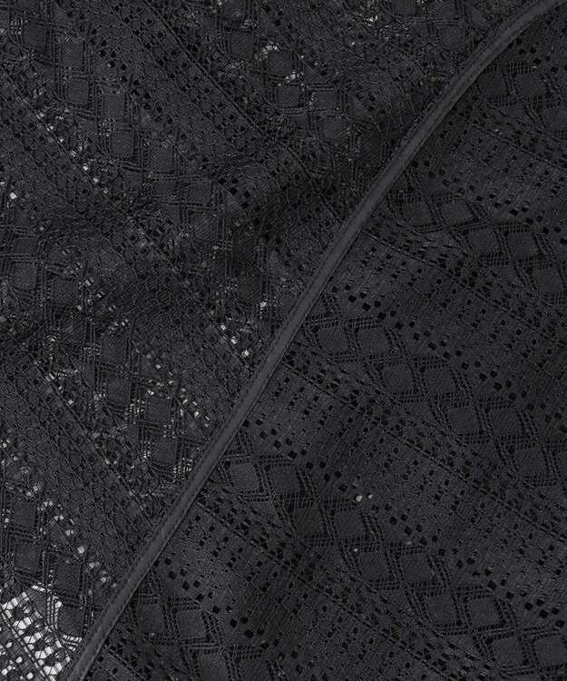 ICB 【洗える】 ストライプラッセルレース シャツ ブラック系