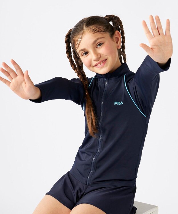 OP／FILA 【FILA】大きいサイズ｜男女兼用ベーシックラッシュガード 180㎝ ネイビー×サックス