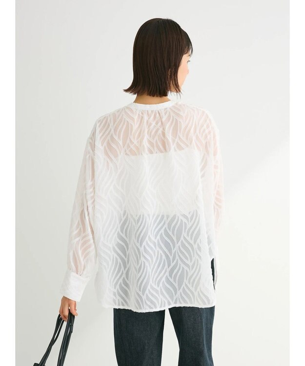 Green Parks ２ＷＡＹ　リーフジャガードシアーシャツ Off White