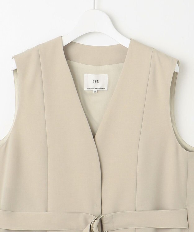 23区 【撥水加工/UVカット】キューティクルストレッチツイル ジレ ベージュ系