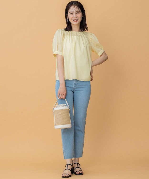 組曲 L ソフトローンパフスリーブ ブラウス カスタード系