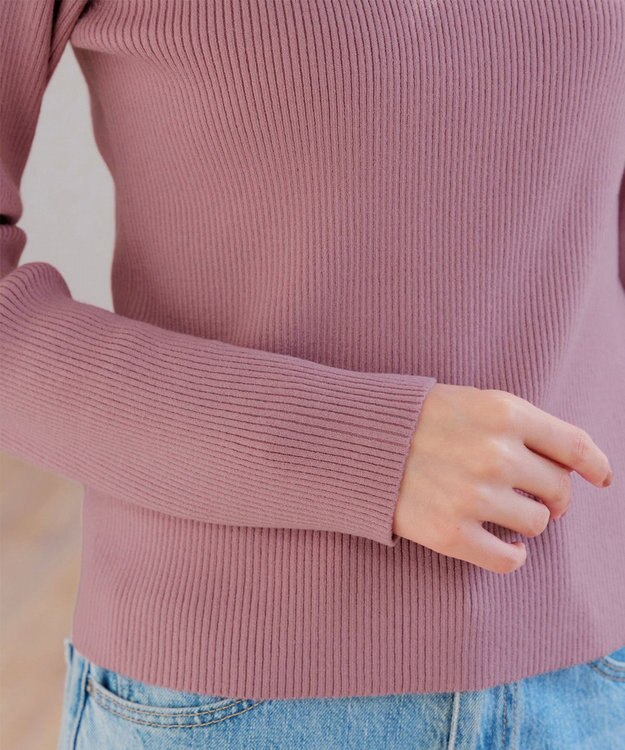 Tiaclasse L 【新色追加・洗える】リブタートルニット ピンク