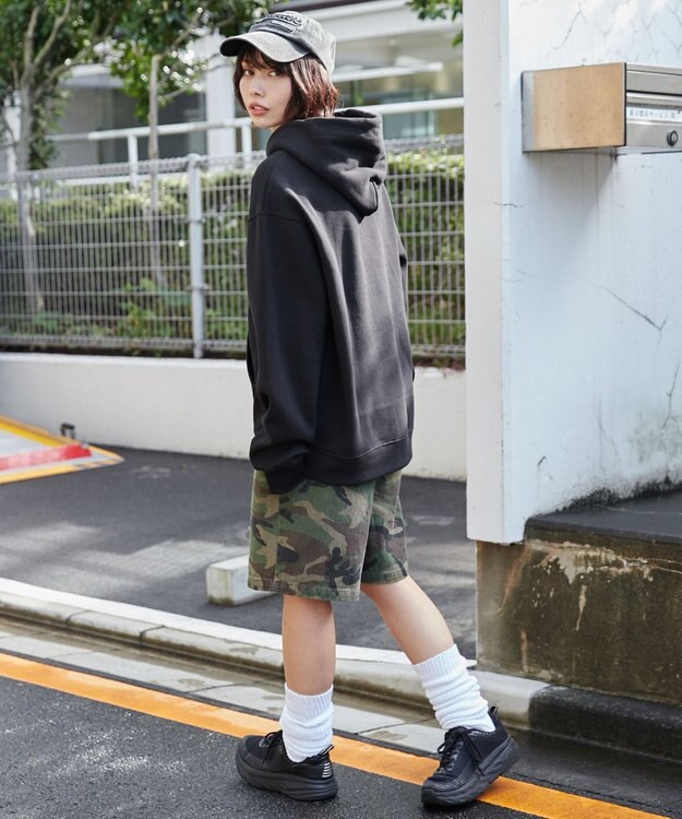 WEGO 【ユニセックス着用ITEM】リラックスフィットオーバルロゴパーカー ブラック