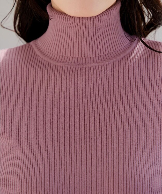 Tiaclasse L 【新色追加・洗える】リブタートルニット ピンク