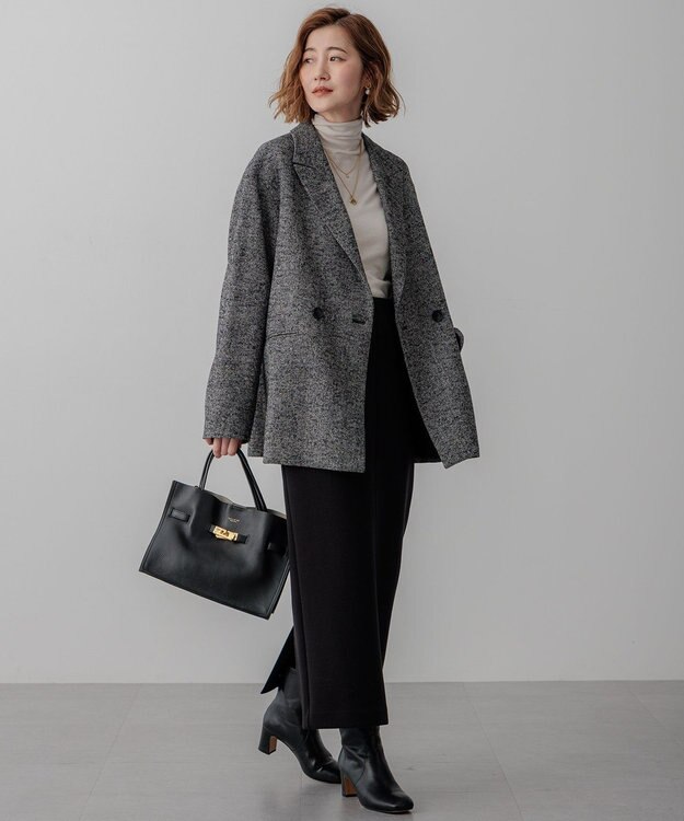 23区 L ヘリンボーンループツイード ジャケット ブラック系