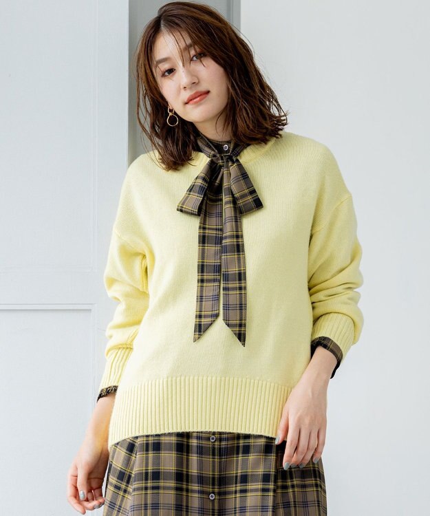 組曲 L カシミヤブレンドバルキープルオーバー ニット イエロー系